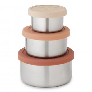 Konges Sløjd Set 3 nerezových misek s víčkem Copper  Konges Sløjd 3-pack Food Boxes Lid Round