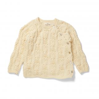 Konges Sløjd Zavinovací světřík Matheo Wrap Cable Cardigan Off White Velikost: 2-3 měsíce