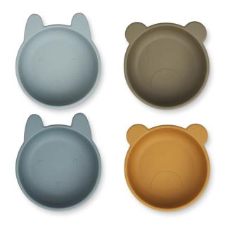 Liewood Set čtyř silikonových mističek Iggy Golden Caramel/Blue Mix  Liewood Iggy Silicone Bowls