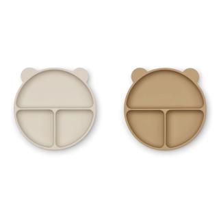 Liewood Silikonové dělené talířky Merrick Sandy/Oat  Liewood Merrick Divider Plate 2-pack