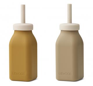 Liewood Silikonové lahvičky Erika Milkshake Bottles 2 ks 230 ml Golden Caramel/Oat Mix