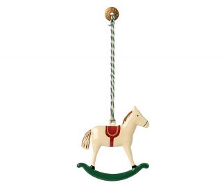 Maileg Vánoční kovová ozdoba Houpací kůň Dark Green  Maileg Metal Ornament, Rocking Horse