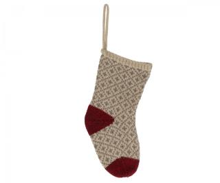 Maileg Vánoční pletená punčoška 16 cm Soft Grey  Maileg Christmas stocking - Soft Grey