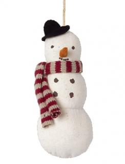 Maileg Vánoční textilní ozdoba Sněhulák Vzor: S kloboukem