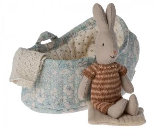 Maileg Zaječí kluk v košíčku - 3 varianty  Rabbit in carry cot, Micro - 3 ass Vzor: Hnědý