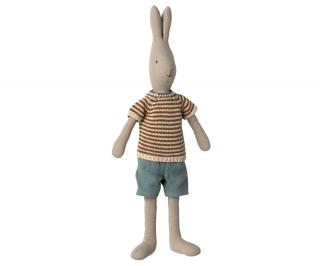 Maileg Zajíc v proužkovaném svetru, Size 3  Maileg Rabbit size 3, Classic - Knitted shirt and shorts