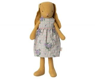 Maileg Zajíček v květovaných šatech Size 2  Maileg Bunny Size 2 Dusty Yellow, Dress