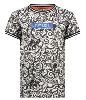 Chlapecké tričko černobílé s Chobotnicí Power artwork Velikost: 110