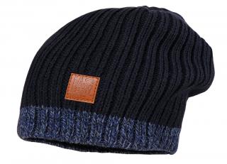 Dětská pletená čepice beanie tmavě modrá Velikost: 53 cm