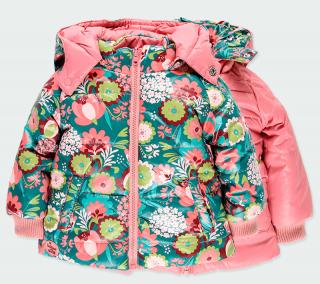 Dětská zimní bunda oboustranná růžové květy Velikost: 104