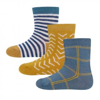 Dětské ponožky modrožluté set 3ks Velikost: EU 17-18