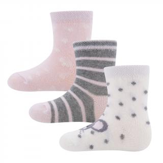 Dětské ponožky růžovošedé myška set 3ks Velikost: EU 16-17