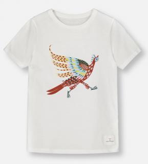 Dětské tričko bílé s potiskem ptáka Timjami-Off white Velikost: 140