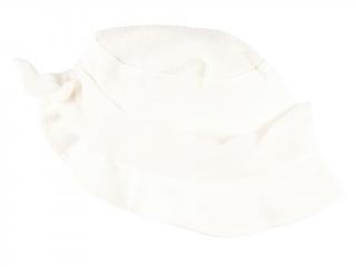 Dětský bílý klobouček Vaflové piké s elegantní stuhou Velikost: 50 cm
