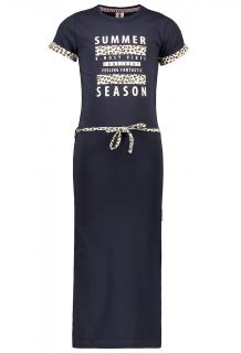 Dívčí maxi šaty tmavě modré s gepardími doplňky Velikost: 128