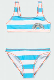 Dívčí plavky bikiny modrobílé s duhou Velikost: 140
