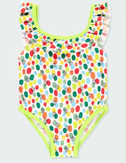Dívčí plavky v celku barevně puntíkované s taštičkou Velikost: 104