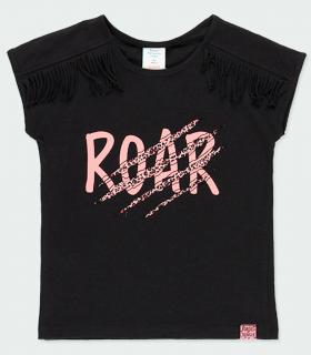 Dívčí tričko černé s třásněmi Roar Velikost: 172
