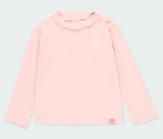 Dívčí tričko s dlouhým rukávem růžové žebrované Velikost: 80