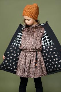 Dívčí zimní bunda s páskem černá Zebra Velikost: 122/128