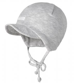 Kojenecká čepice s kšiltem bavlna světlý melír Velikost: 45 cm