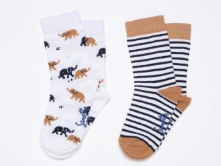 Kojenecké ponožky Sloni (2 páry) bílé Velikost: EU 17-18