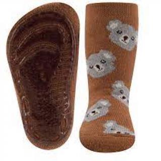 Ponožky s protiskluzem hnědé Koala Velikost: EU 27-28