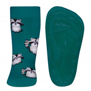 Ponožky s protiskluzem Mýval zelené Velikost: EU 29-30