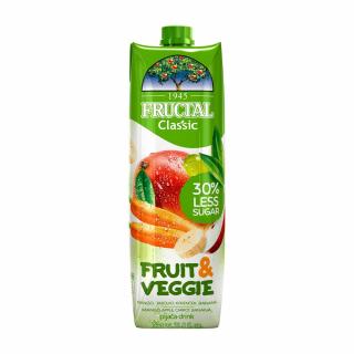 FRUIT  VEGGIE z manga, jablek, mrkve, banánů a bílých hroznů - Fructal 1000ml