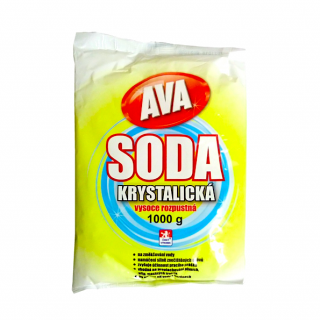 Hlubna Ava krystalická soda 1000 g (Vysoce rozpustná krystalická soda. Soda na změkčení vody, namáčení silně znečištěných oděvů, zvyšuje účinnost pracího prášku, vhodná na proplachování pivních, příp. mastných trubek, na úpravu pH v bazénech.)