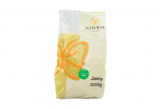 Jáhly 500 g (Jáhly se získávají loupáním prosa odstraněním semenné slupky. Konečným produktem jsou asi milimetr velké žluté kuličky. Jáhly jsou přirozeně bezlepkové, obsahují zdroje draslíku, hořčíku, fosforu, železa, mědi, zinku a také velké množství)