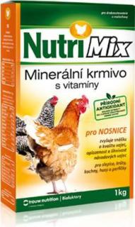 NutriMIX PRO NOSNICE 1 Kg (Nutrimix pro nosnice je určen pro slepice, kachny, husy, krůty a perličky. Pravidelné podávání přípravku zvyšuje snášku vajec. Taktéž podporuje dobrý zdravotní stav a zlepšuje využití přijatých krmiv.)