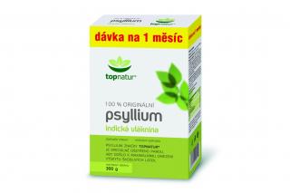 Psyllium Topnatur 300 g (Psyllium absorbuje vodu více než dvacetkrát vzhledem ke své hmotnosti. Výsledek je, že po smíchání s vodou silně nabobtnává a vytváří měkký gel, který ve své absorbční schopnosti pokračuje ještě v trávícím ústrojí.)