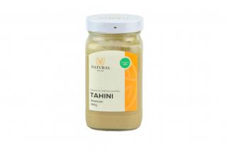 Tahini 420 g (Pasta z loupaného sezamu bez přidané soli. Jedno z nejoblíbenějších semínkových másel. Pastu lze využít naslano i nasladko. Vhodná do různých pomazánek, koktejlů, krémů, zeleninových směsí, asijských jídel a jako dip.)