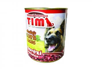 TIM dog hovězí konzerva 1200 g (100% jemně mletého hovězího masa z ořezů a drobů. Česká, ručně plněná konzerva přirozeně konzervovaná, zcela bez chemických přísad a náhražek. Receptura sestavena přímo veterinářem.)
