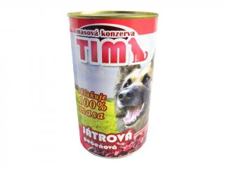 TIM dog játrová konzerva 1200 g (100% jemně mletá játra, z drobů a hovězího ořezu. Česká, ručně plněná konzerva přirozeně konzervovaná, zcela bez chemických přísad a náhražek. Receptura sestavena přímo veterinářem.)