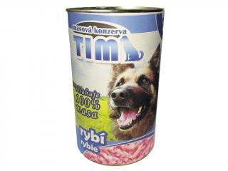 TIM dog rybí konzerva 1200 g (100 % masa (mletá směs z drobů, ryb a hovězího masa). Česká, ručně plněná konzerva přirozeně konzervovaná, zcela bez chemických přísad a náhražek. Receptura sestavena přímo veterinářem.)