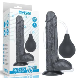 Lovetoy Squirt Extreme 10″ Black, realistické stříkající dildo 25,4 x 4,5 cm