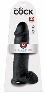 Pipedream King Cock 12″ Cock with Balls Black, dildo s přísavkou 30,5 cm x 7,6 cm