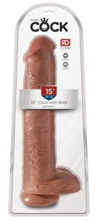 Pipedream King Cock 15″ Cock with Balls Tan, dildo s přísavkou 38.1 cm x 7.6 cm.