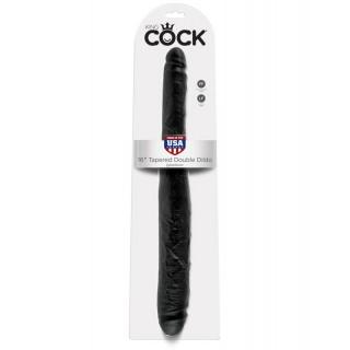 Pipedream King Cock 16″ Tapered Double Dildo Black, realistické oboustranné dildo 41 x 4,3/3,3 cm