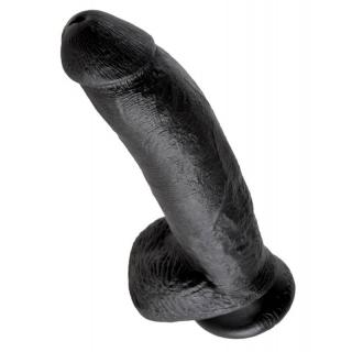 Pipedream King Cock 9″ Cock with Balls Black realistické dildo s přísavkou 22,9 x 5,1 cm.