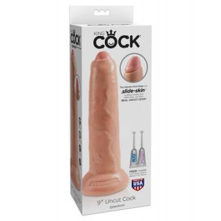 Pipedream King Cock 9 Inch Uncut, dildo s predkožkou 22.9 x 5.5 cm