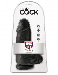 Pipedream King Cock Chubby 9" Cock with Balls Black, Realistické dildo s varlaty 22,9 cm x 7,6 cm