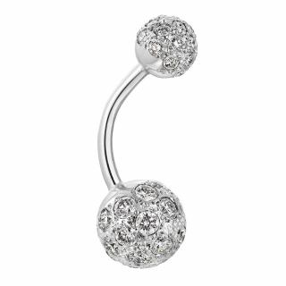 Piercing do pupíku z bílého zlata s diamanty Magic Globe