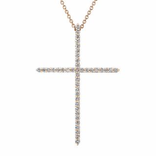 Přívěsek z růžového zlata s diamanty Pure Cross, large