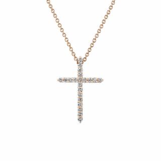 Přívěsek z růžového zlata s diamanty Pure Cross, small