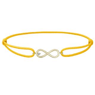 Provázkový náramek Infinity ze žlutého zlata s diamantem Šnůrkové náramky: žlutý