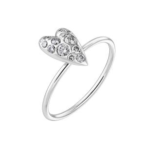 Prsten z bílého zlata s diamanty Cute Heart Sparkling