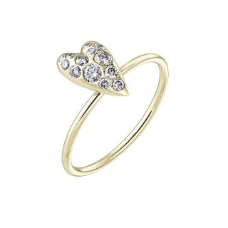 Prsten ze žlutého zlata s diamanty Cute Heart Sparkling